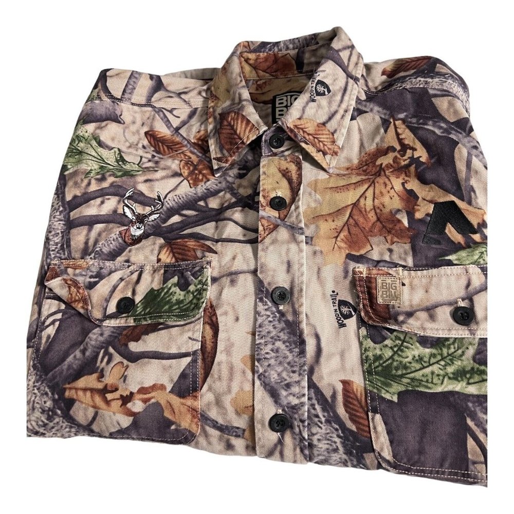 Big Bill Shirt Men Large Cotton Camouflage Wood N Trail With Embroidered‎ Deer